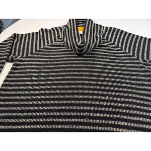 Ruby Rd Black White Stripe Sparkles Cowl Neck Sweater Knit Top Women's Size 2X